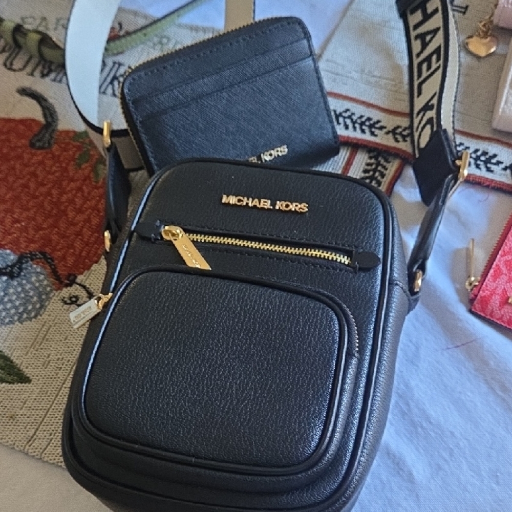 Michael Kors Black Belt Bag with Gold Accents